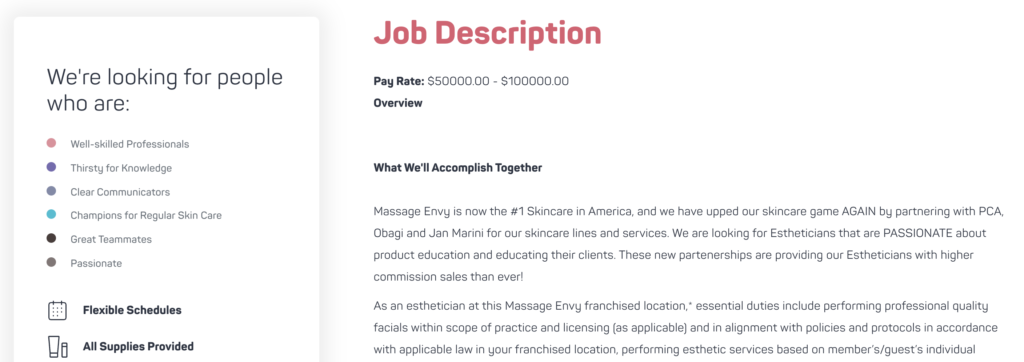 Massage Envy - offre d'emploi - Feature Image For: Top 6 des exemples d'offres d'emploi pour attirer les candidats