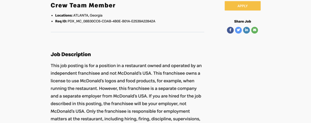 Mc donalds - anúncio de emprego - Imagem de destaque para: 6 principais exemplos de anúncios de emprego para atrair candidatos