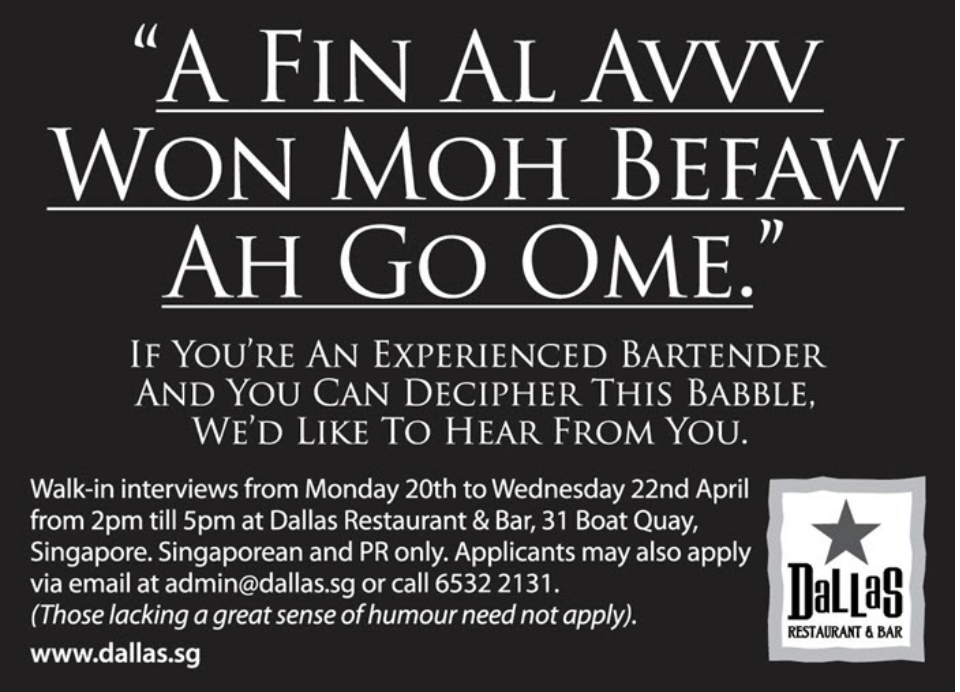 Dallas Restaurant’s Local Dialect Ad