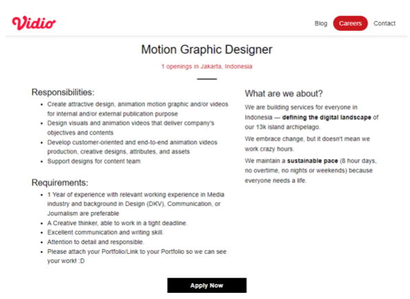 7. Vidio.com - Motion Graphic Designer