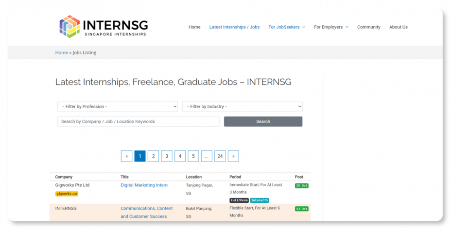 InternSg: Best job sites in Singapore